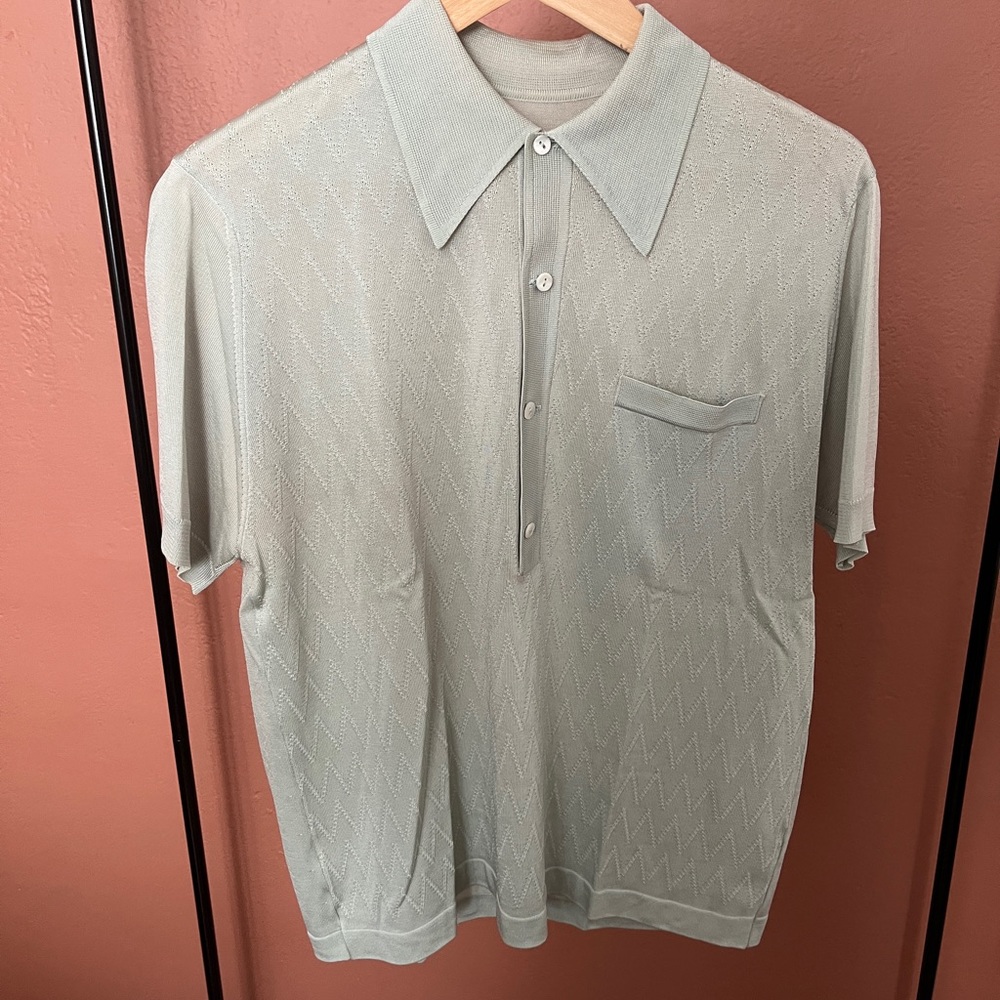 Vintage teal polo size small with chevron pattern